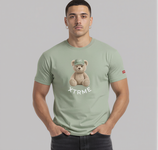 Curved-Logo Bear Tee – Olive