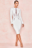 bandage dress round neck long-sleeved slim club.