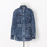 Hole loose lace denim jacket.