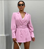 Belt deep V slim slimming suit jacket - The Woman Concept