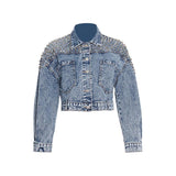 Short denim long-sleeved jacket