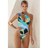 irregular print swimsuit.