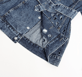 Hole loose lace denim jacket.