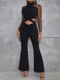 French elegant hollowed-out skinny long wide-leg jumpsuit - The Woman Concept