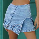 Denim stitching irregular washed old skirt