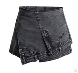 Denim stitching irregular washed old skirt