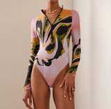 Printed spandex bodysuit