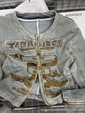 American retro embroidered denim jacket