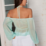 Off Shoulder Swiss Dot Peplum Top.