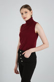 Turtle Neck Sleeveless Knitted Sweater - The Woman Concept