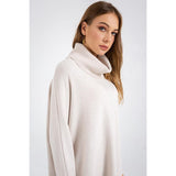 Turtle Neck Loose Long Sleeve Button Pullover Sweater - The Woman Concept