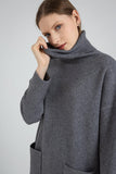 Long Sleeve Turtleneck Knitted Sweater Dress - The Woman Concept