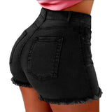 High Waist Shorts Washed Holes - The Woman Concept