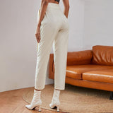 Knotted Belt White Women Pants.