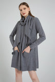 Long Sleeve Casual Soft Sweater Dress + Scarf - The Woman Concept