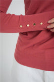 Turtleneck Sleeve Metal Button Pullover - The Woman Concept