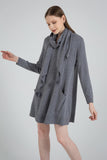 Long Sleeve Casual Soft Sweater Dress + Scarf - The Woman Concept