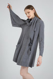 Long Sleeve Casual Soft Sweater Dress + Scarf - The Woman Concept