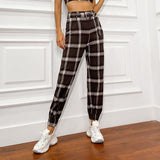 belt and buckle plaid pants.