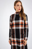 Long Sleeve Turtleneck Plaid Pullover Sweater Dress - The Woman Concept