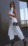 Round Neck Sleeveless Knitted Slit Front Dress.