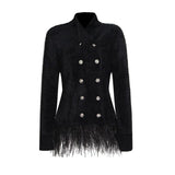 British style double-breasted seahorse hair short coat