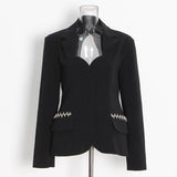 college style open-back suit jacket.