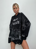 Street style loose letter embroidered sweatshirt