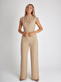 Sleeveless straight pants jumpsuit