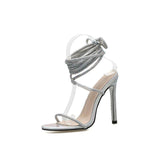 Diamond high heels summer stiletto sandals.