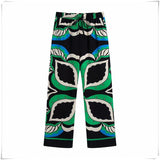 Bermuda print long loose pants.