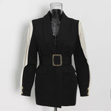 Square buckle belt waist jacket.