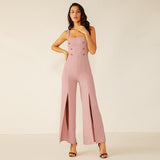 Wide Leg High Slit Halter Jumpsuit